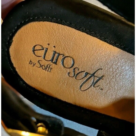 Euro Soft by Sofft Peep Toe Heel Sandals Faux Suede Viola Slingback 10M Black - Picture 5 of 12